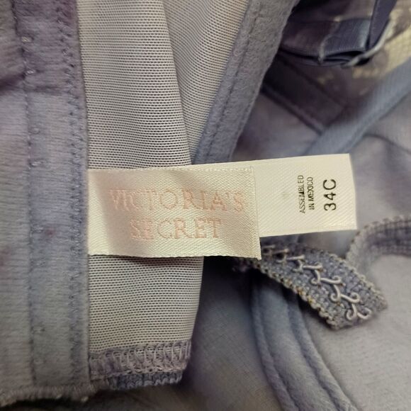 VNT Victoria's Secret CORSET SET Size 34C LAVENDER Floral Lace Romantic Bridal - Picture 13 of 14
